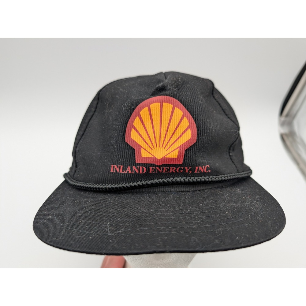 Vintage Head To Toe Shell Inland Energy Inc Rope Snapback Hat Black Cap